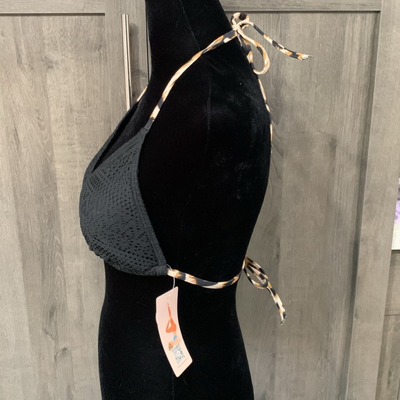 New With Tags String Tie Bikini Top Cheetah Print Ties Women's Size Small - Picture 6 of 9